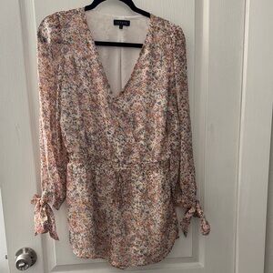 1. State Floral V-Neck Romper - Pink and Orange